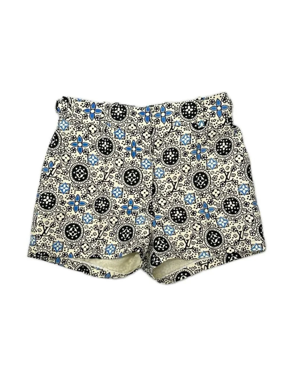 Louis Vuitton Monogram Ivory Drost Side Belt Silk Shorts 34